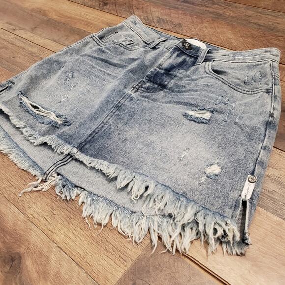 One by One Teaspoon Denim High Waist Super Fitted Short 2020 Mini Skirt - Picture 5 of 12